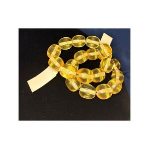 Chunky statement Beads Bracelet Stretch Amber-Tone Lucite Women set of 2